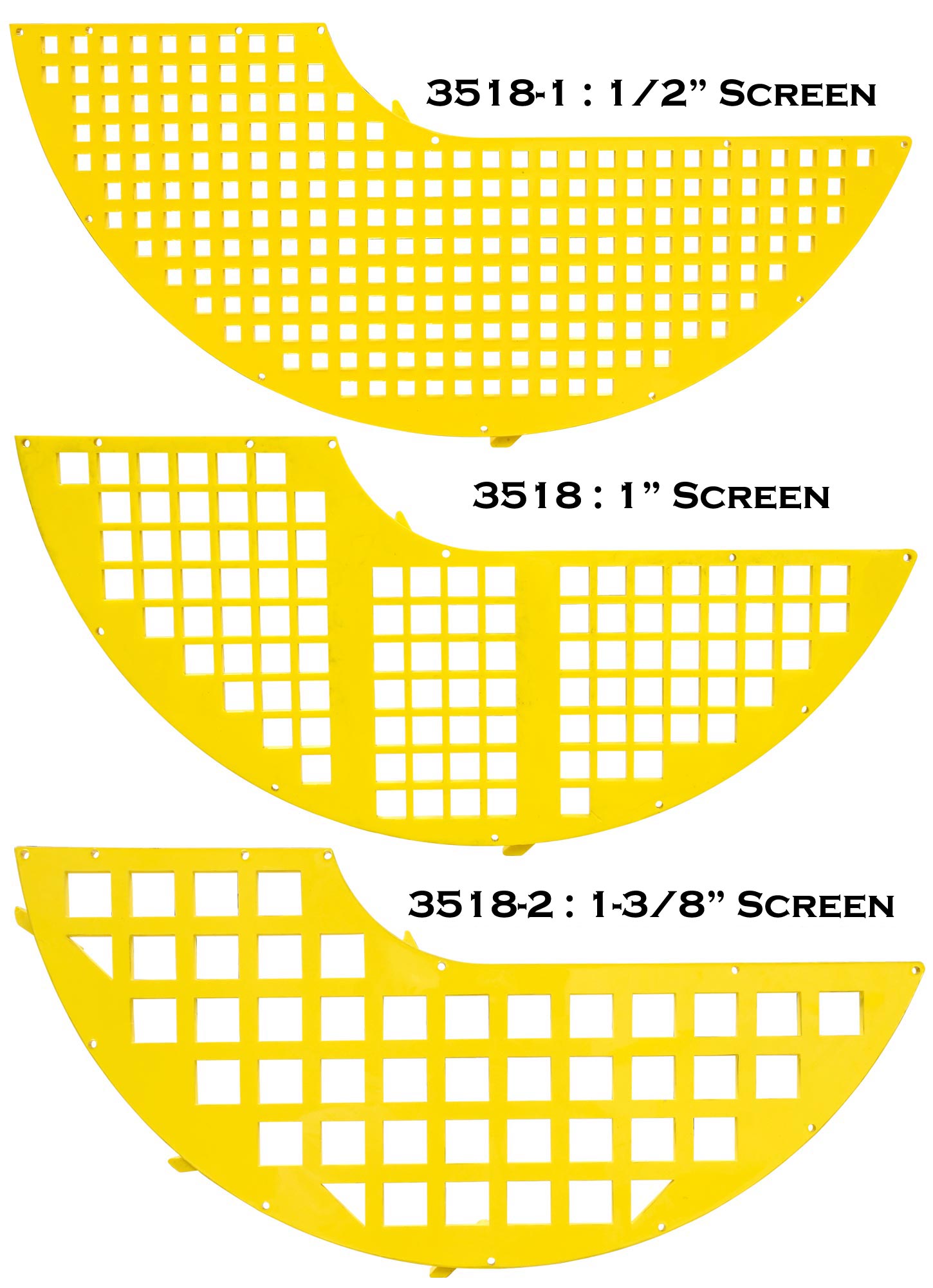 Three standard M40 screens are offered.  Burr King can also custom cut screens.